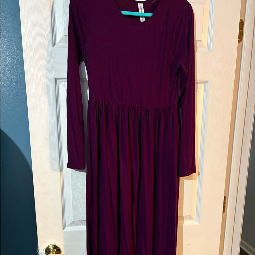 Zenana Outfitters Plum Long Sleeve Dress